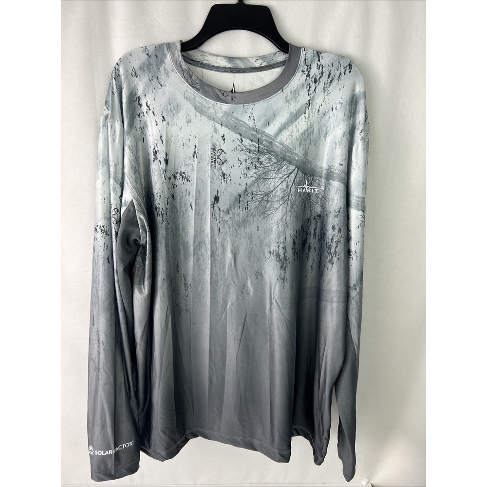 Habit Men's Tee Size 2XL Realtree Turtle Pond Ombre Performance UPF 40+ Grey A40